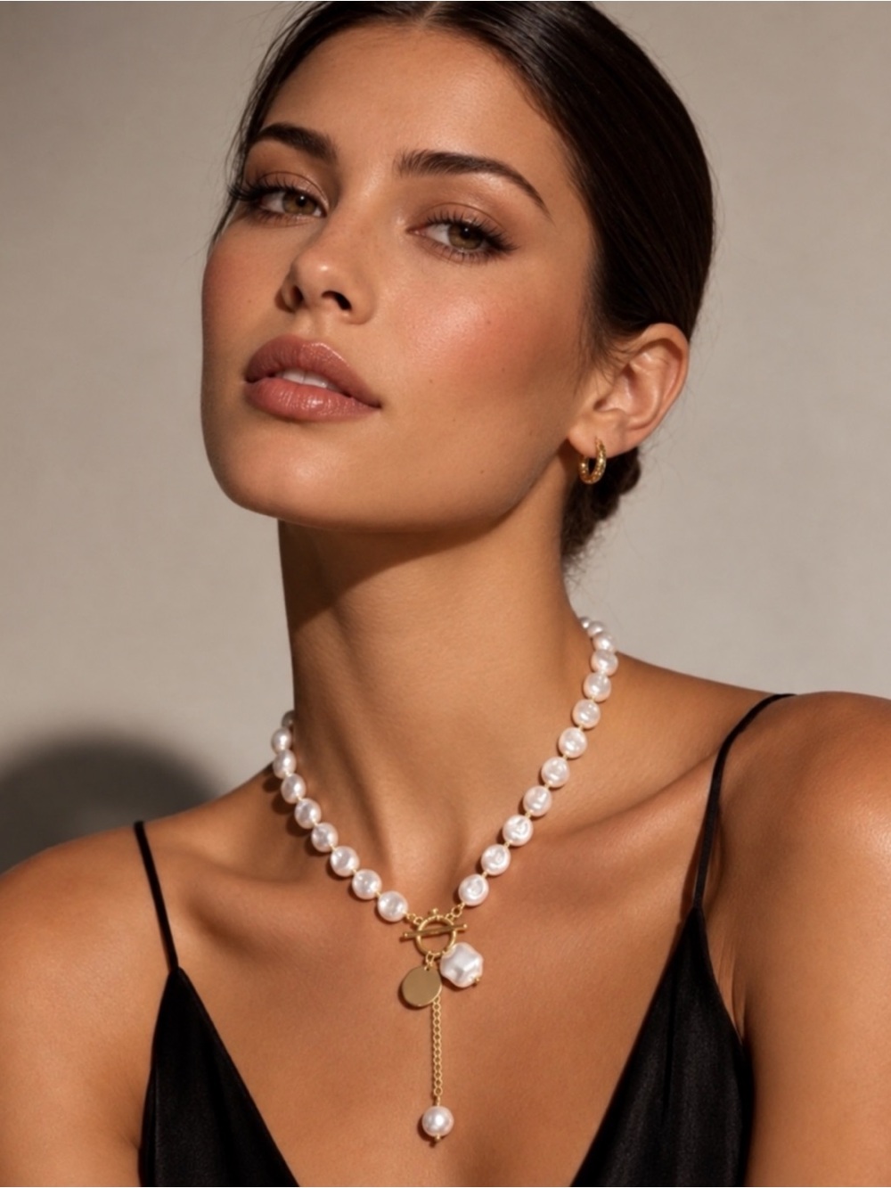 Gold and White Pearl Drop Necklace - Women Jewelry